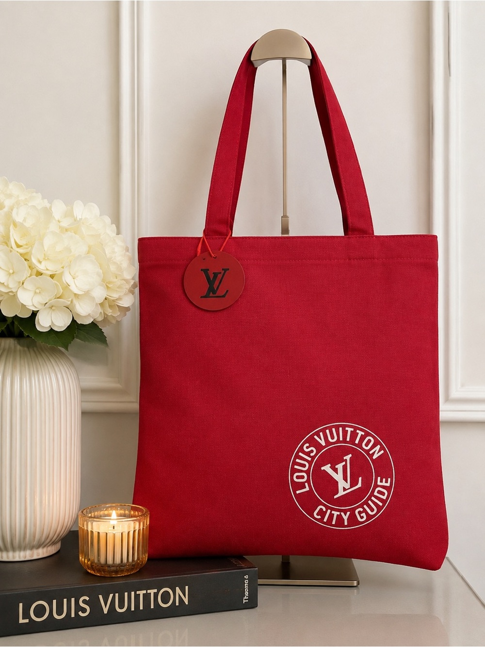 Louis Vuitton City Guide Promotional Canvas Tote Bag – Red | New